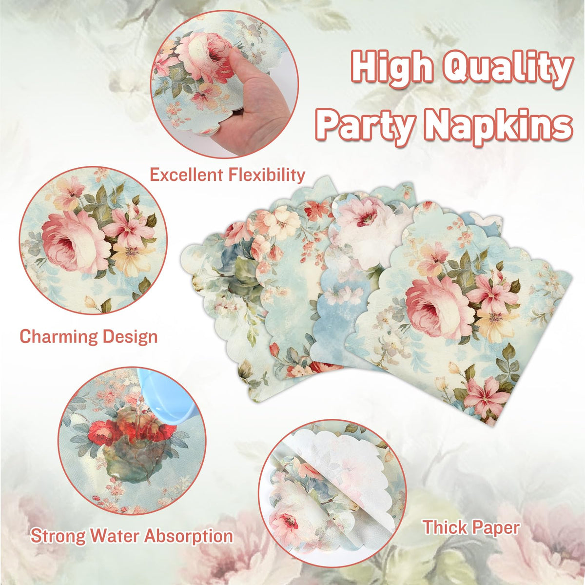 96Pcs Vintage Paper Plates and Napkins Set M921678