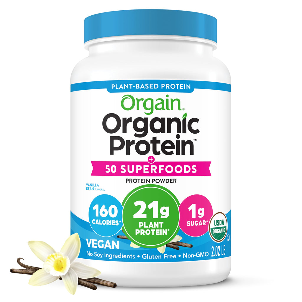 Organic Vegan 21g Protein Superfoods Powder Vanilla Bean 2.02lb F8655