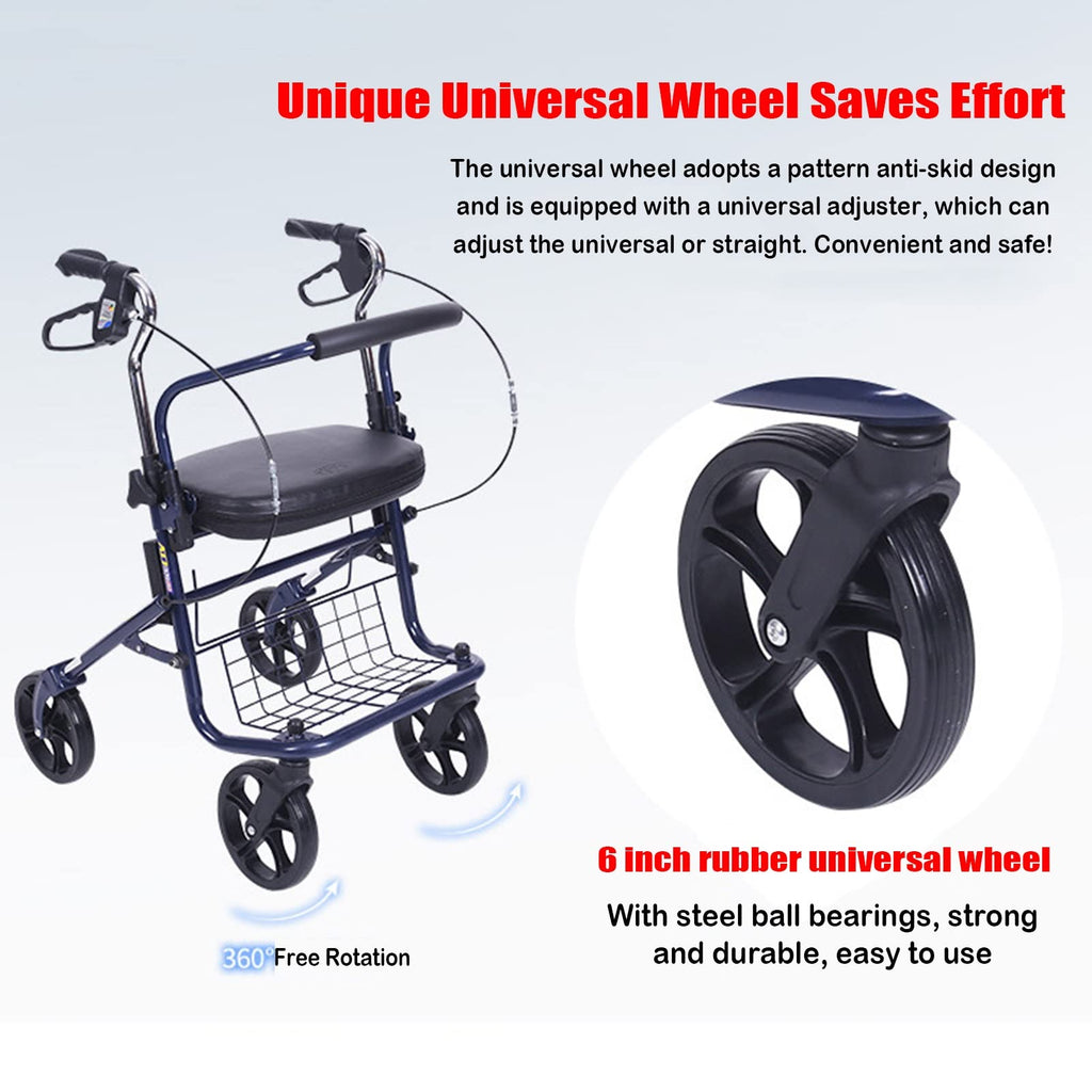 Upright Folding Rollator Walker with Seat K43030