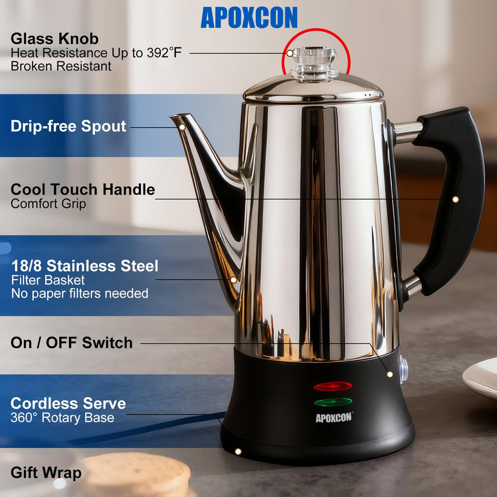 Electric Stainless Steel Coffee Percolator 12 Cup M96948