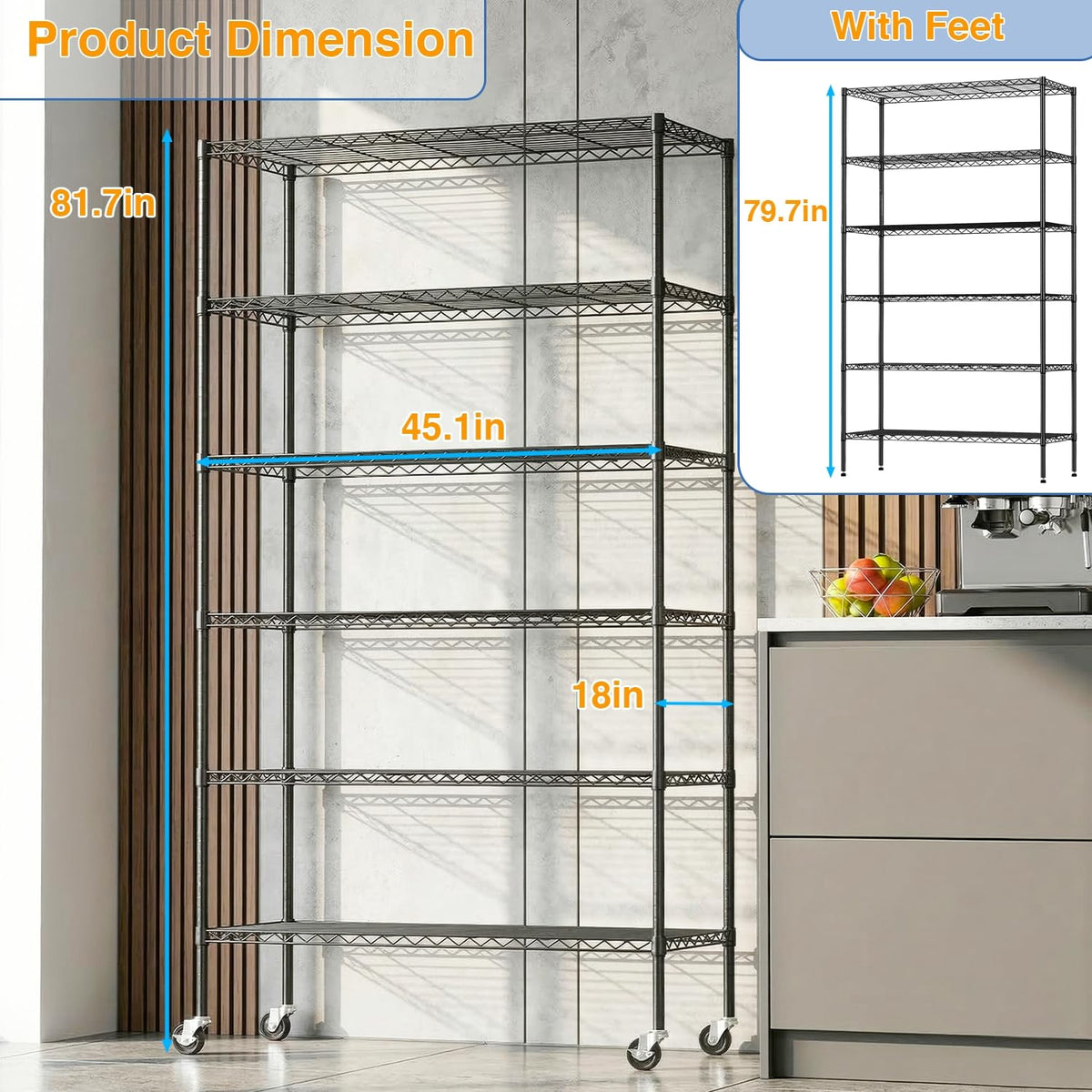 6-Tier Wire Shelf with Wheels Q65720