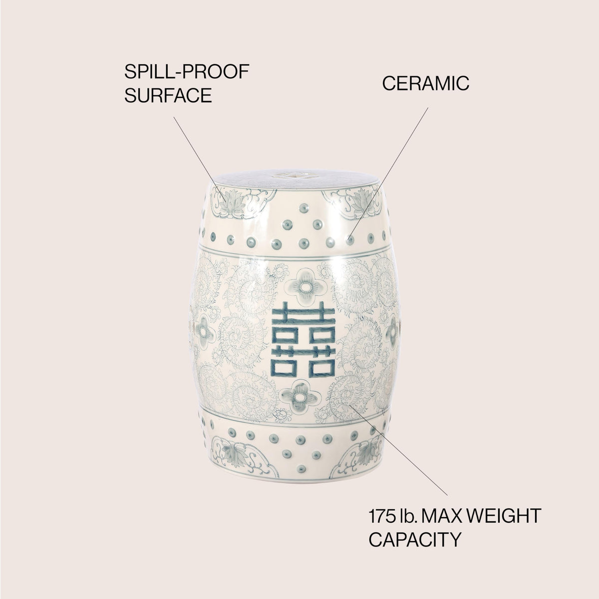 Ceramic Garden Stool 18" Table O533