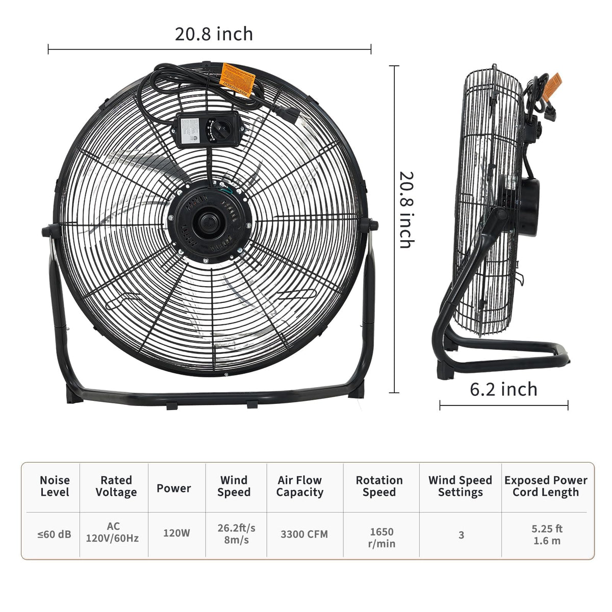 18 Inch 3 Speeds Metal Floor Fan A347