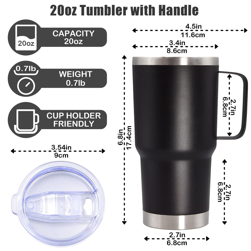 20 oz Black Tumbler with Handle and Lid Y124180