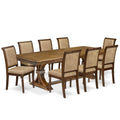 9 Piece Dining Table Set with 8 Beige Polyester Chairs J499