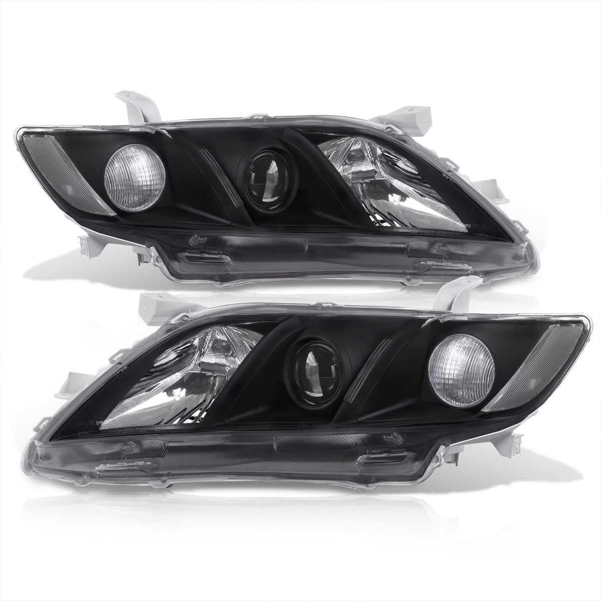 Black Clear Lens Projector Headlights Pair Set G2033