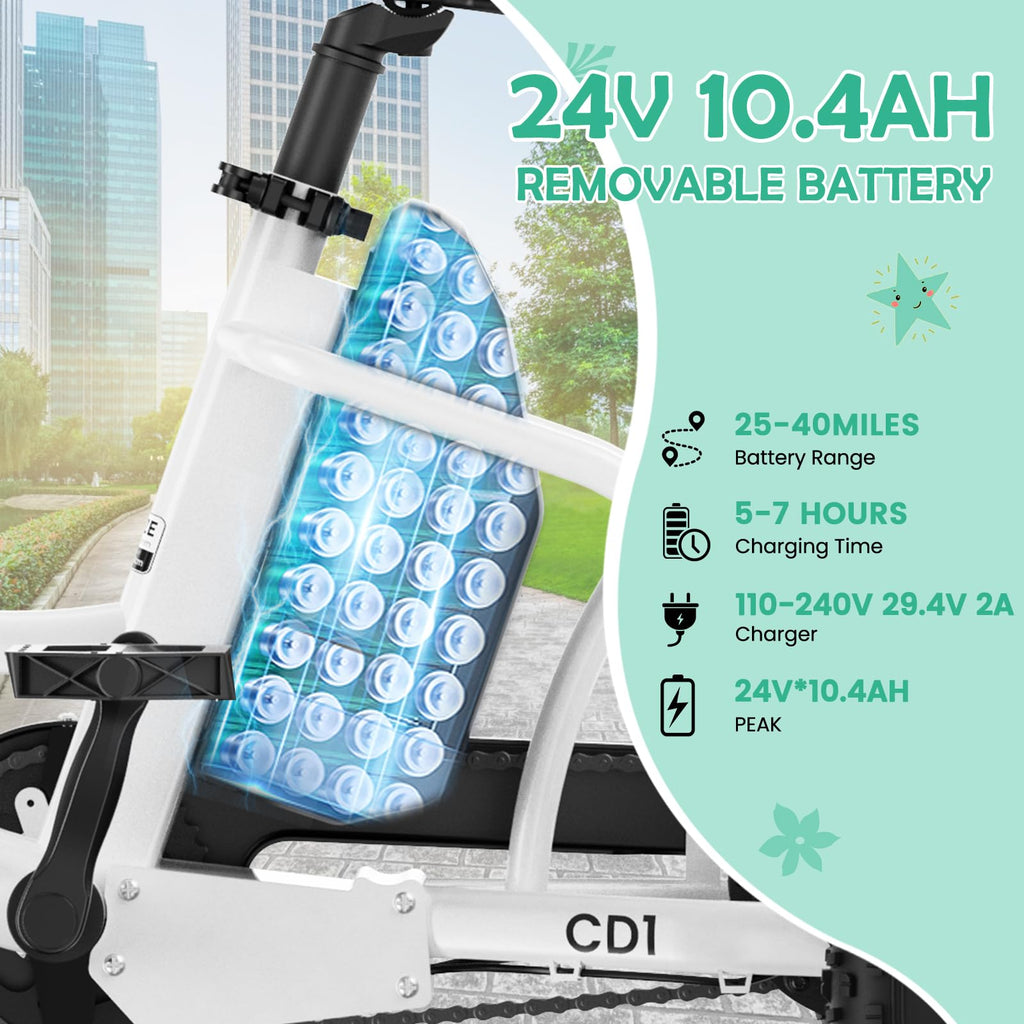 250W 16IN 3 Wheels Electric Tricycle with Removable Battery and Rear Basket U7635