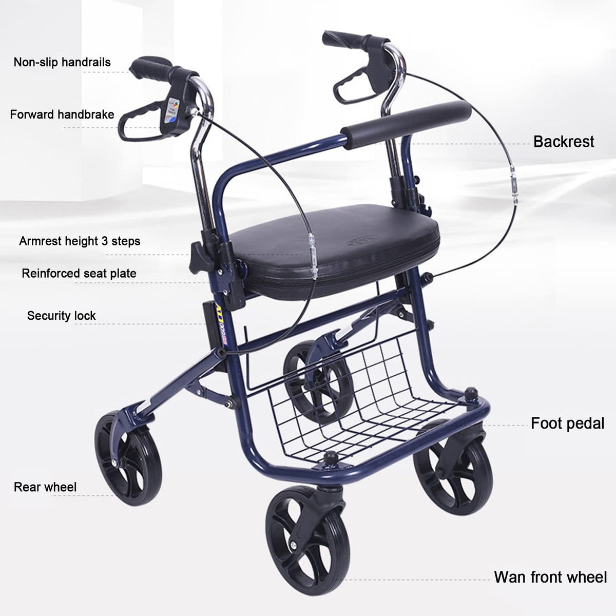 Upright Folding Rollator Walker with Seat K43030