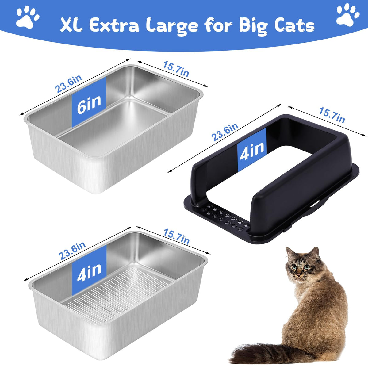 Stainless Steel Sifting Litter Box with Lid K162733