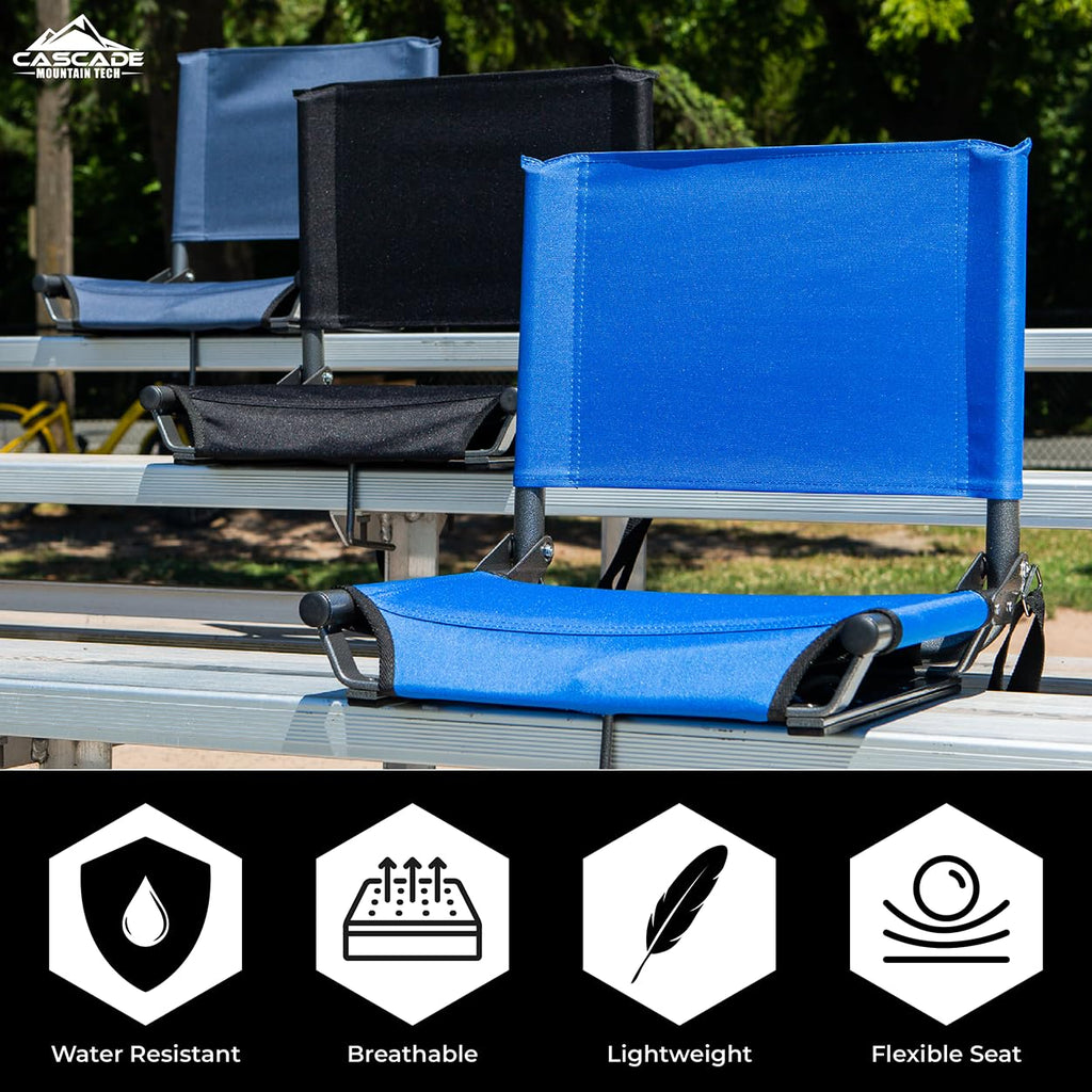 Portable Folding Steel Stadium Seats for Bleachers, Black O566309