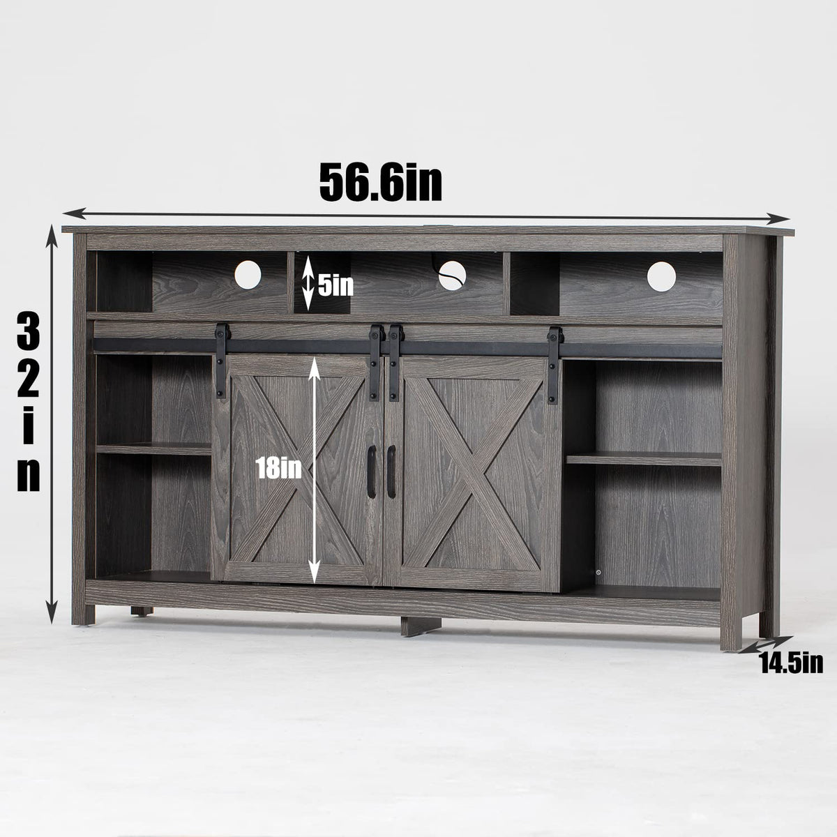 Wash Grey Wooden TV Stand with Sliding Barn Door B52595
