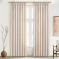 Light Filtering Semi Sheer Linen Curtains 96 Inches 2 Panels Set R10074