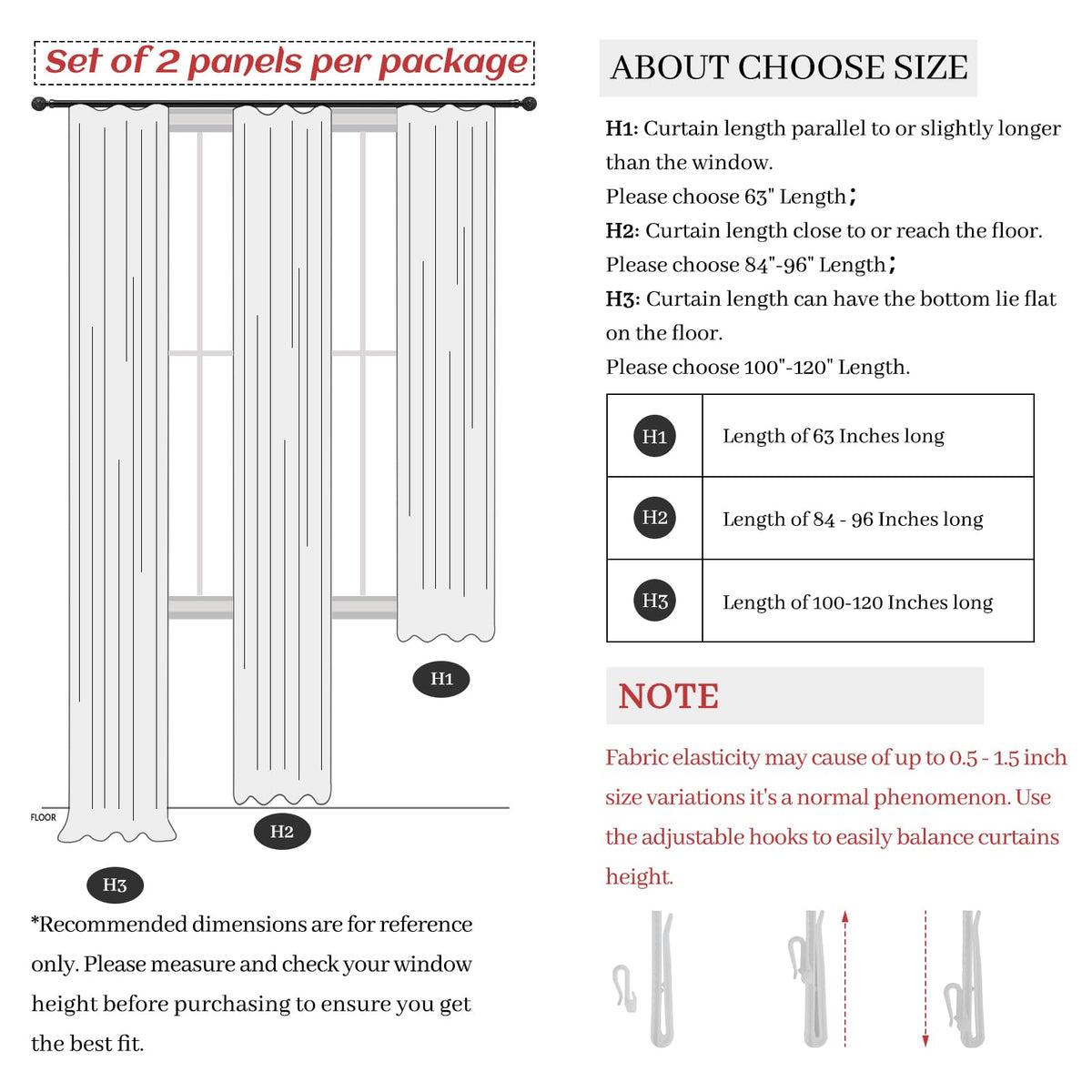 Light Filtering Semi Sheer Linen Curtains 96 Inches 2 Panels Set R10074