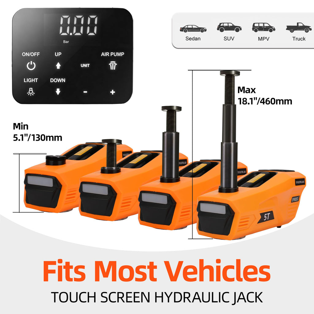 5 Ton 12V Electric Car Jack Kit with Impact Wrench and Tire Inflator Pump G68542