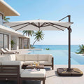 11ft Offset Cantilever Patio Umbrella with Solar Lights C880453