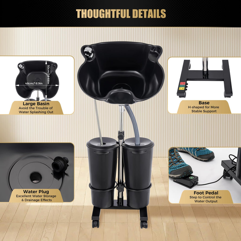 Portable Shampoo Basin with Electric Pump and Wheel D525700