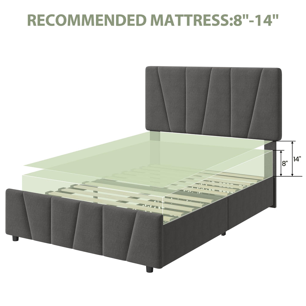 Twin Size Upholstered Bed Frame with 2 Storage Drawers R4718