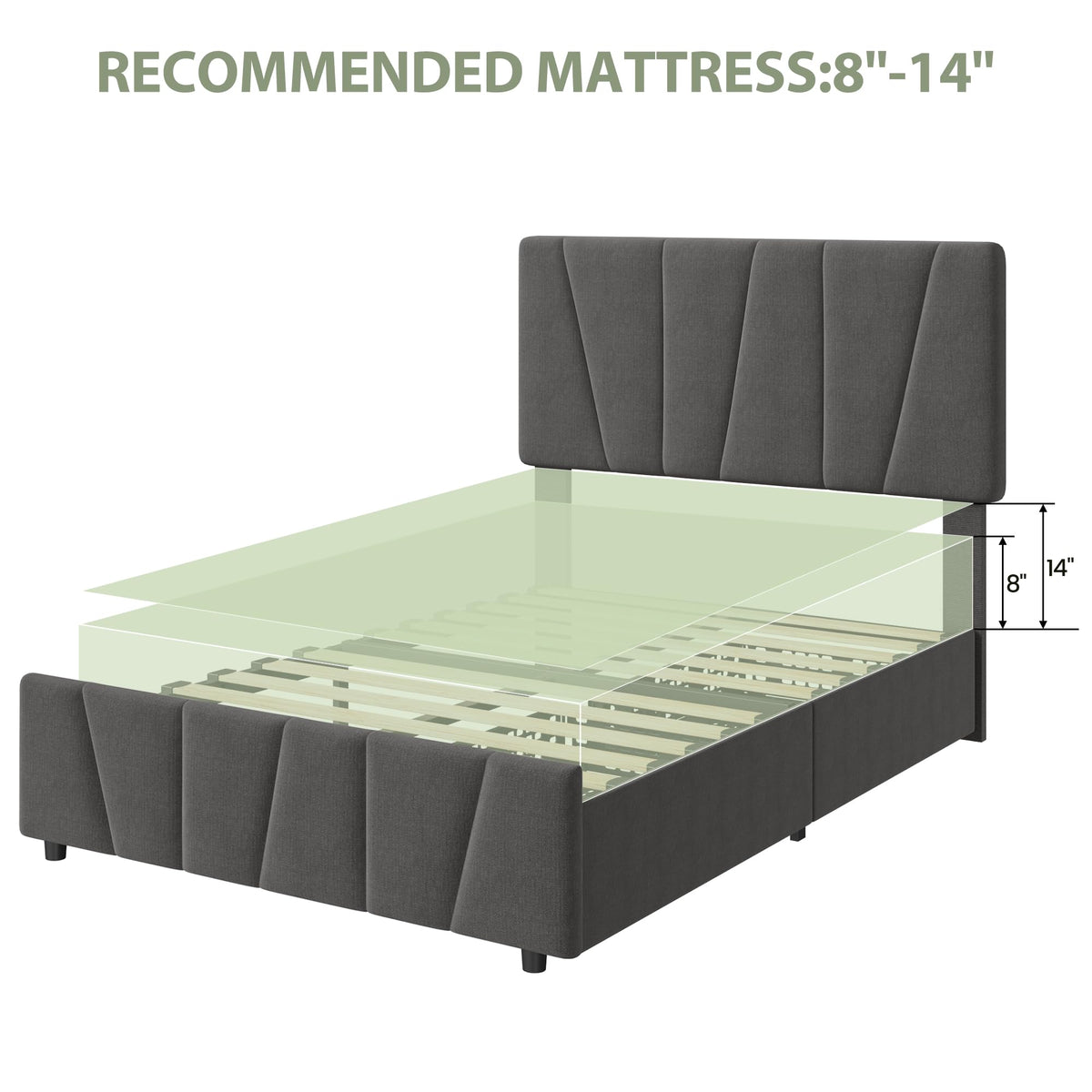 Twin Size Upholstered Bed Frame with 2 Storage Drawers R4718