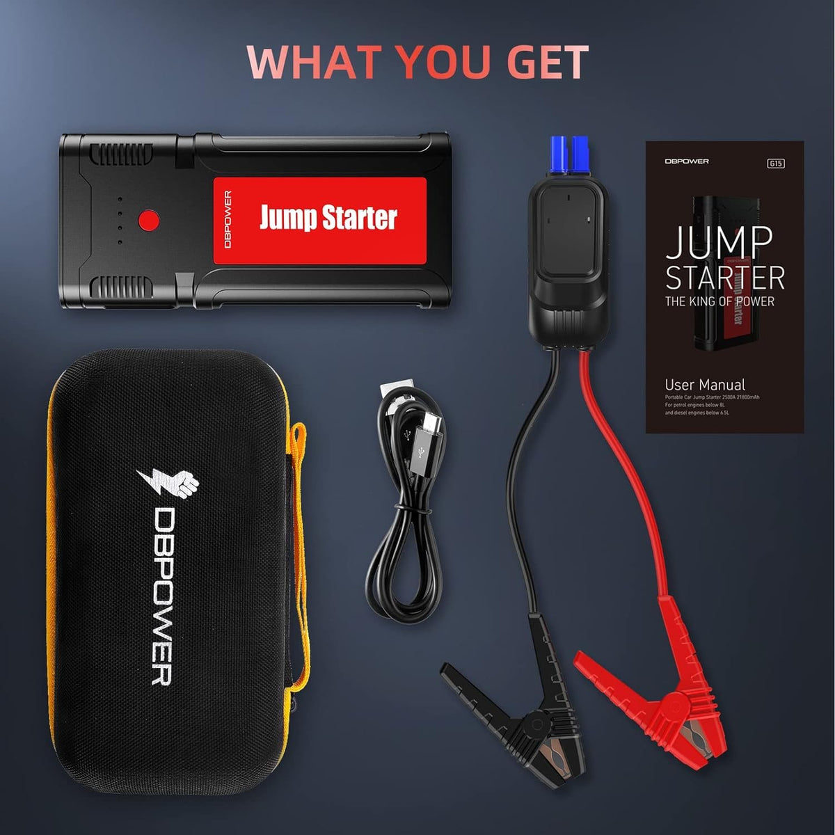 Portable 12V Car Jump Starter with Smart Clamp Cables Z46220