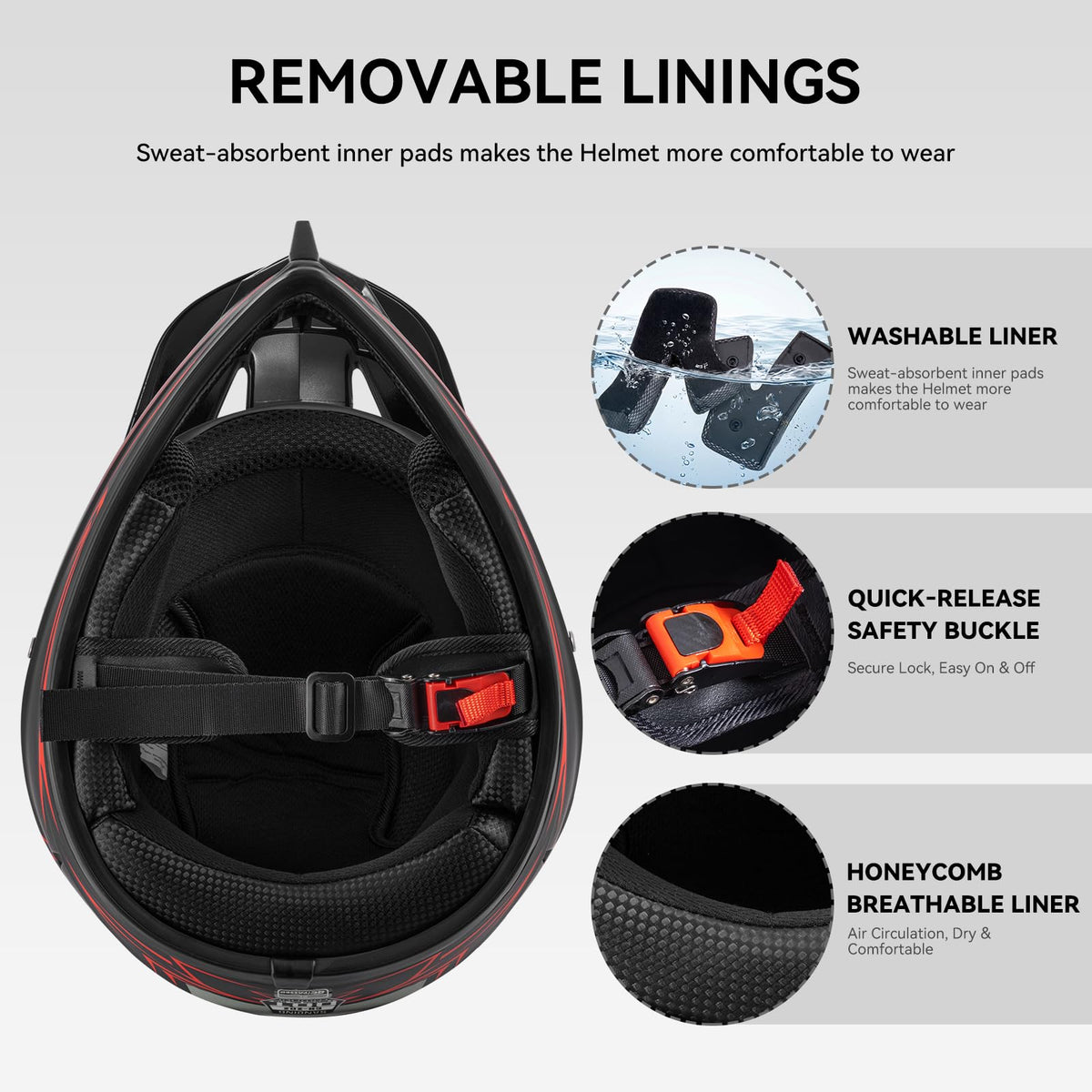 Youth Kids Full Face Motocross Helmet 4PCS Set DOT Approved Red XL Z4133