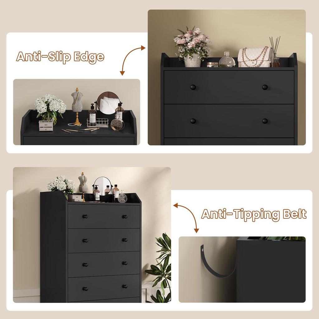 6 Drawer Tall Black Dresser K367