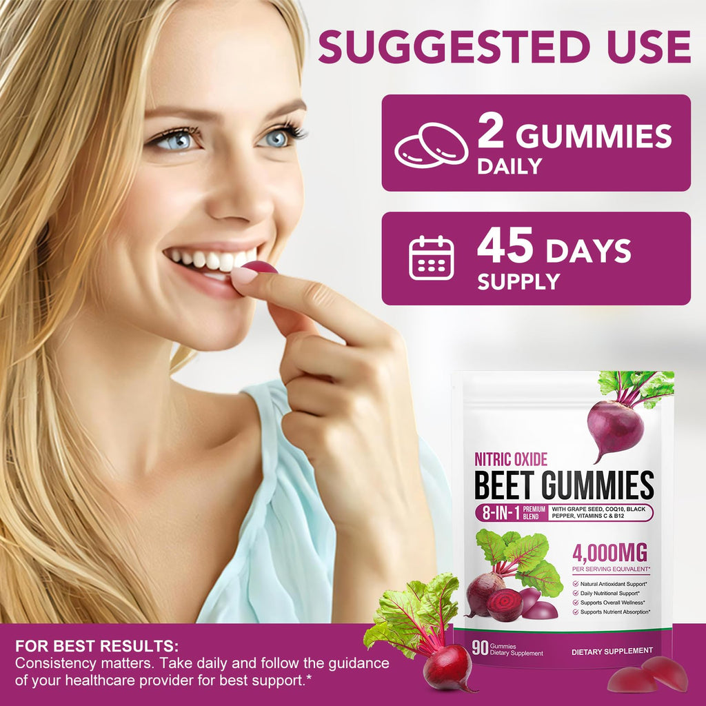 Sugar Free Beet Root Gummies with CoQ10, Grapeseed Extract, Vitamin B12, C R29052