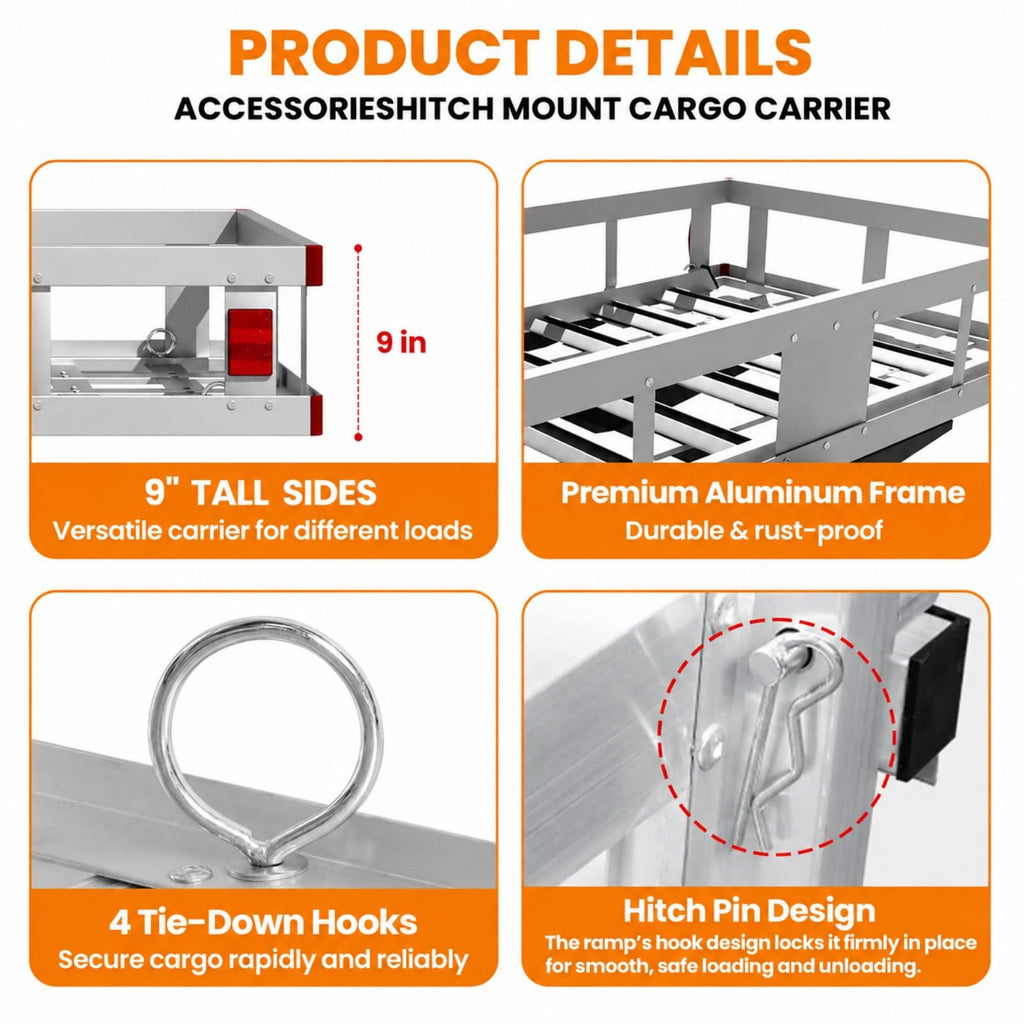 Aluminum Trailer Hitch Cargo Carrier with Ramp S7900