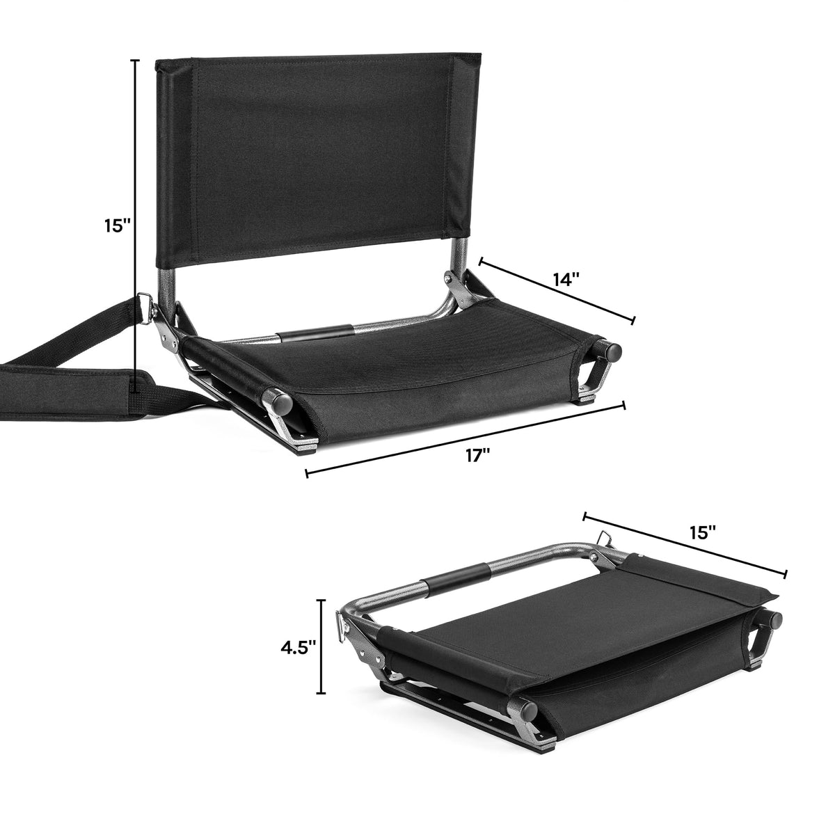 Portable Folding Steel Stadium Seats for Bleachers, Black O566309