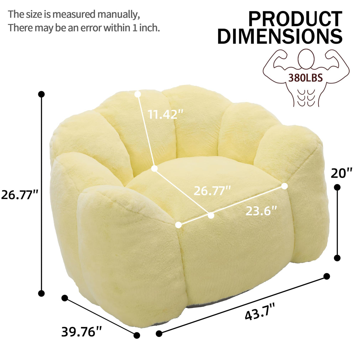 Yellow Memory Foam Bean Bag Chair K95368