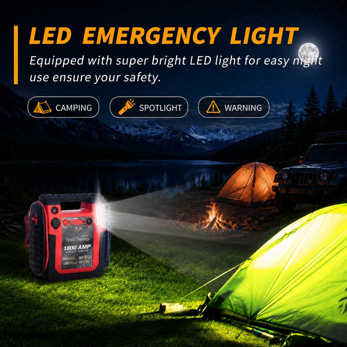 1800A 20000mAh 12V Jump Starter & Portable Air Compressor R6676