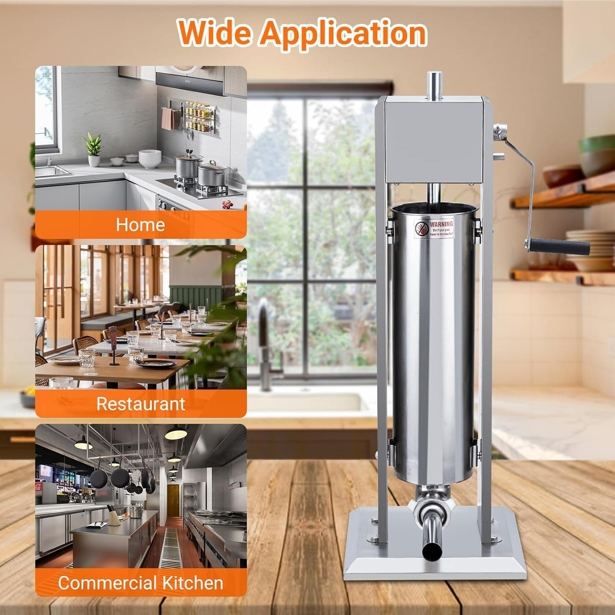 7L Stainless Steel Vertical Sausage Stuffer with 5 Stuffing Tubes Z82839