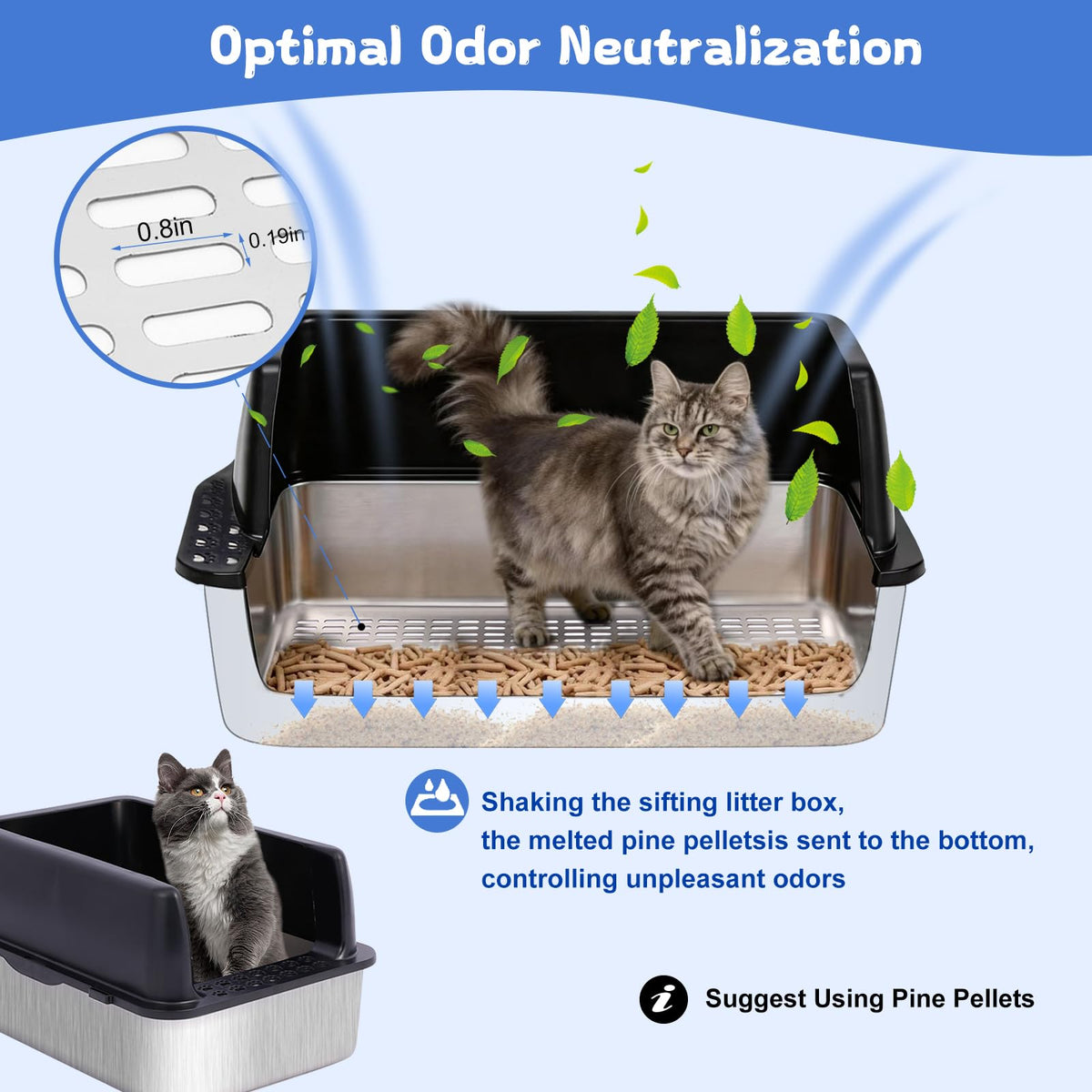 Stainless Steel Sifting Litter Box with Lid K162733