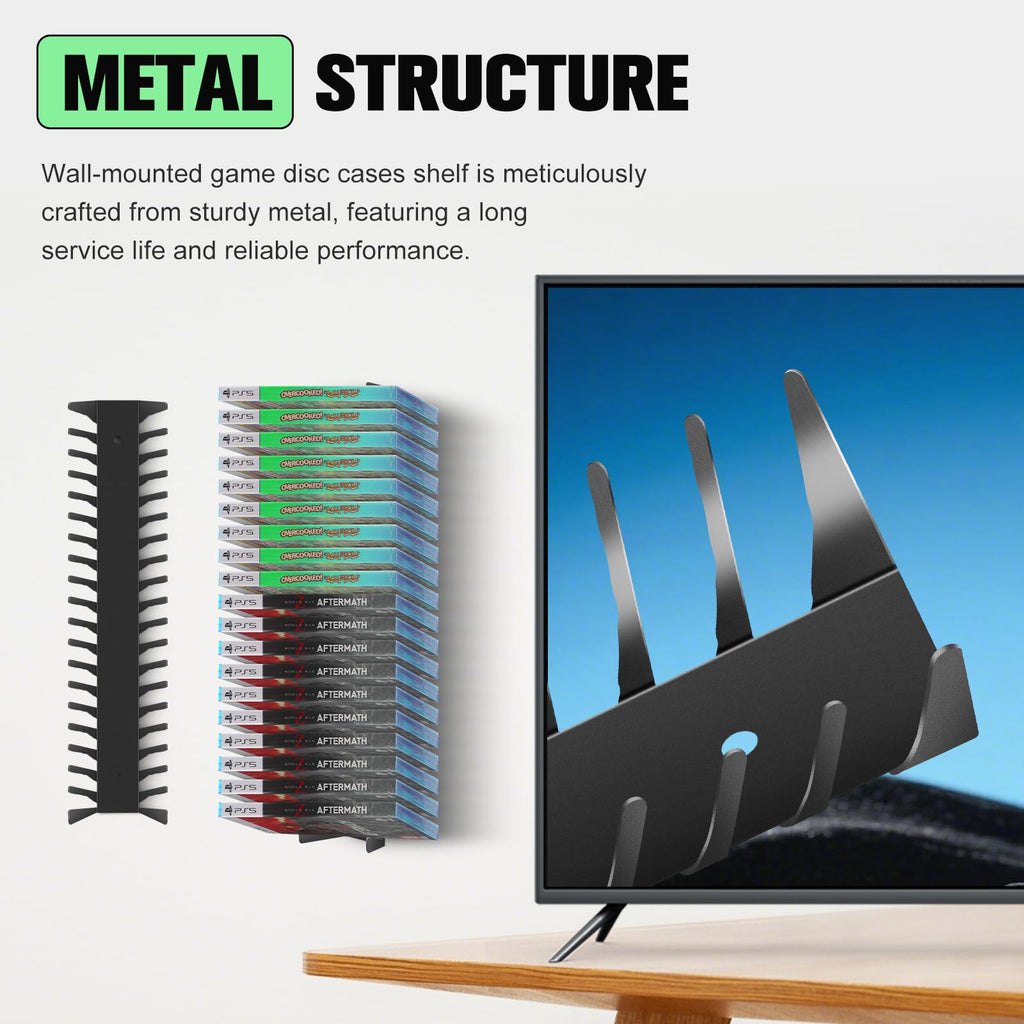 4-Pack Wall Mount DVD Holder Metal Video Game Storage Rack I2791