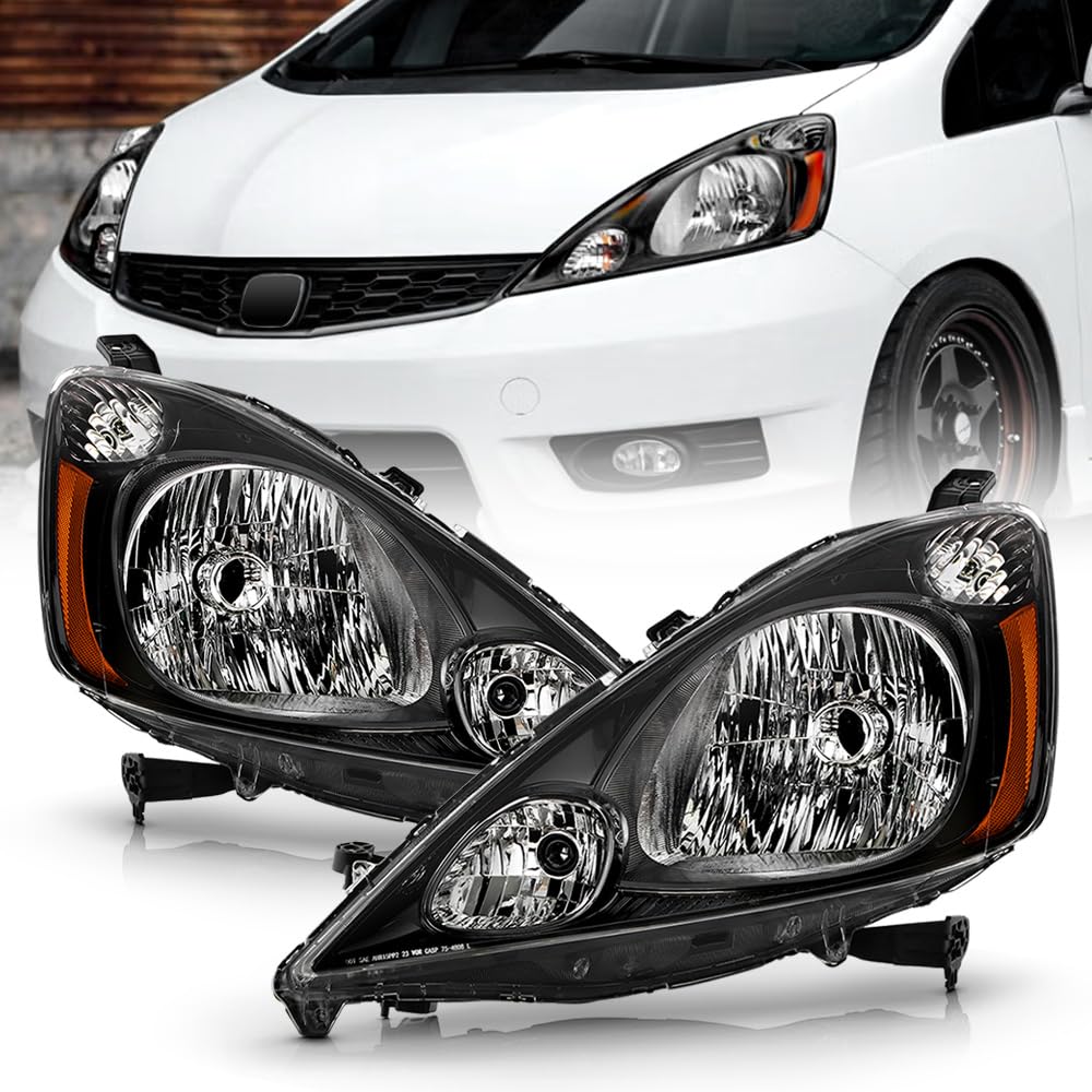Black Housing Headlights Headlamps Pair Set Y616