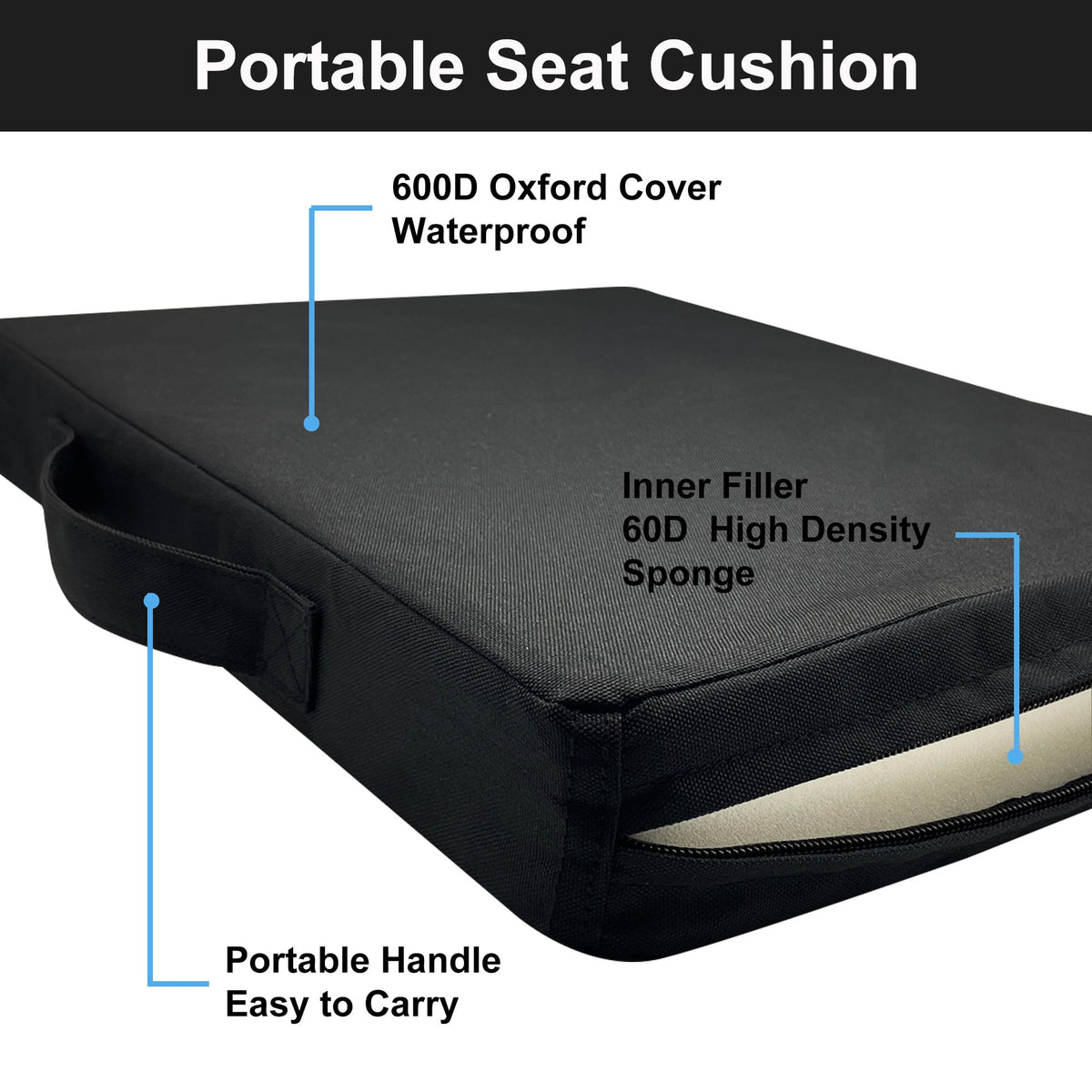 Portable Waterproof Oxford Fabric Stadium Seat Cushions 2-Pack Y47201