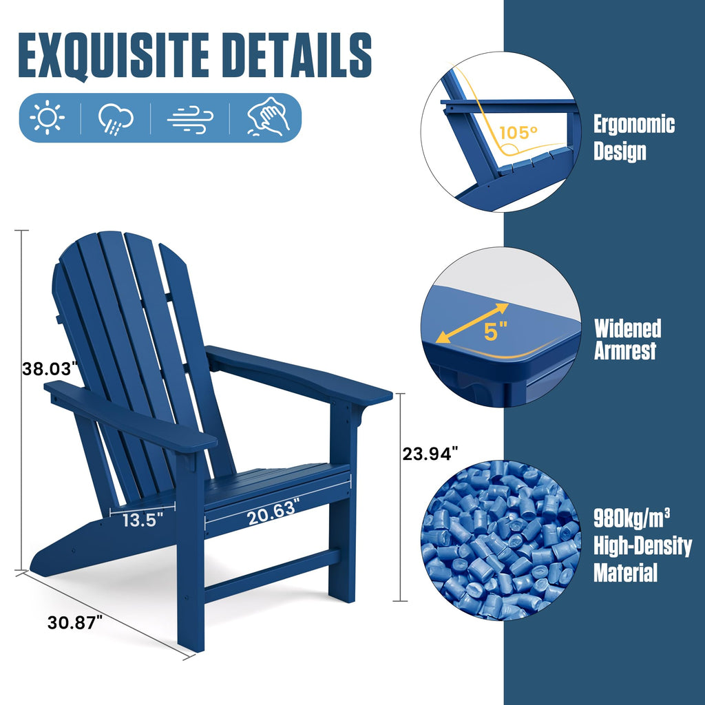 Plastic Adirondack Chair Set of 4 Navy Blue Q527