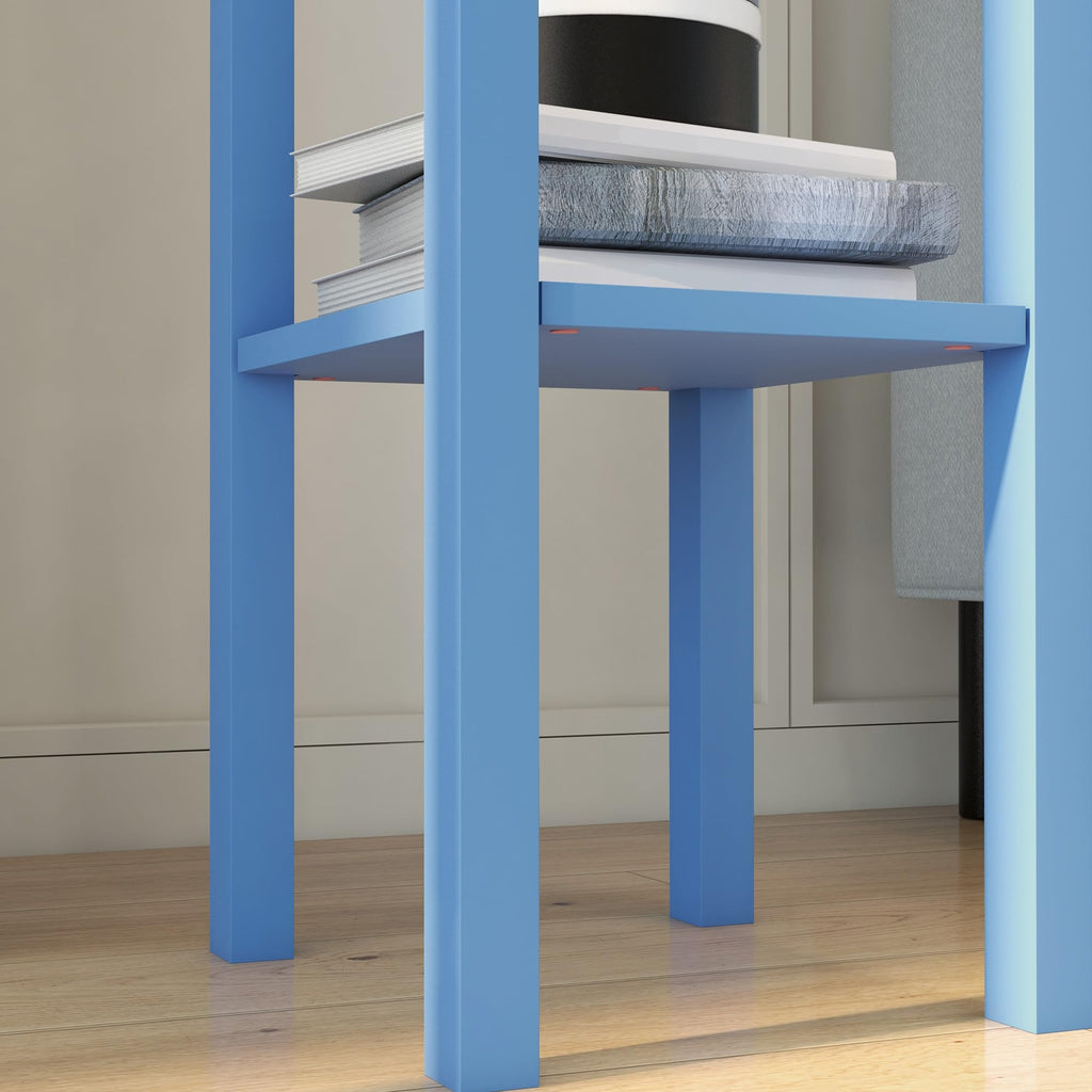 Narrow End Table with Drawer and Bottom Shelf Light Blue M56790