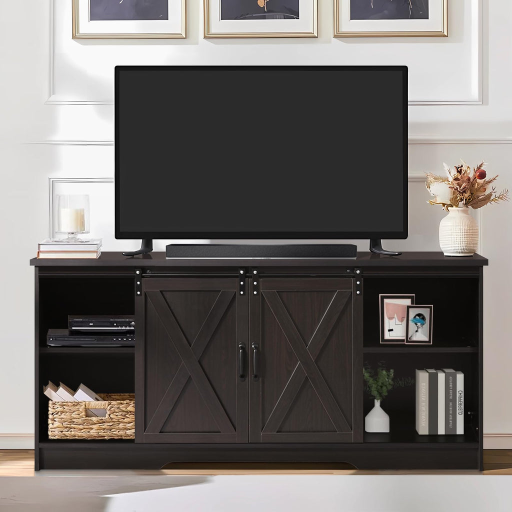 65 Inch TV Stand with Sliding Barn Doors M917