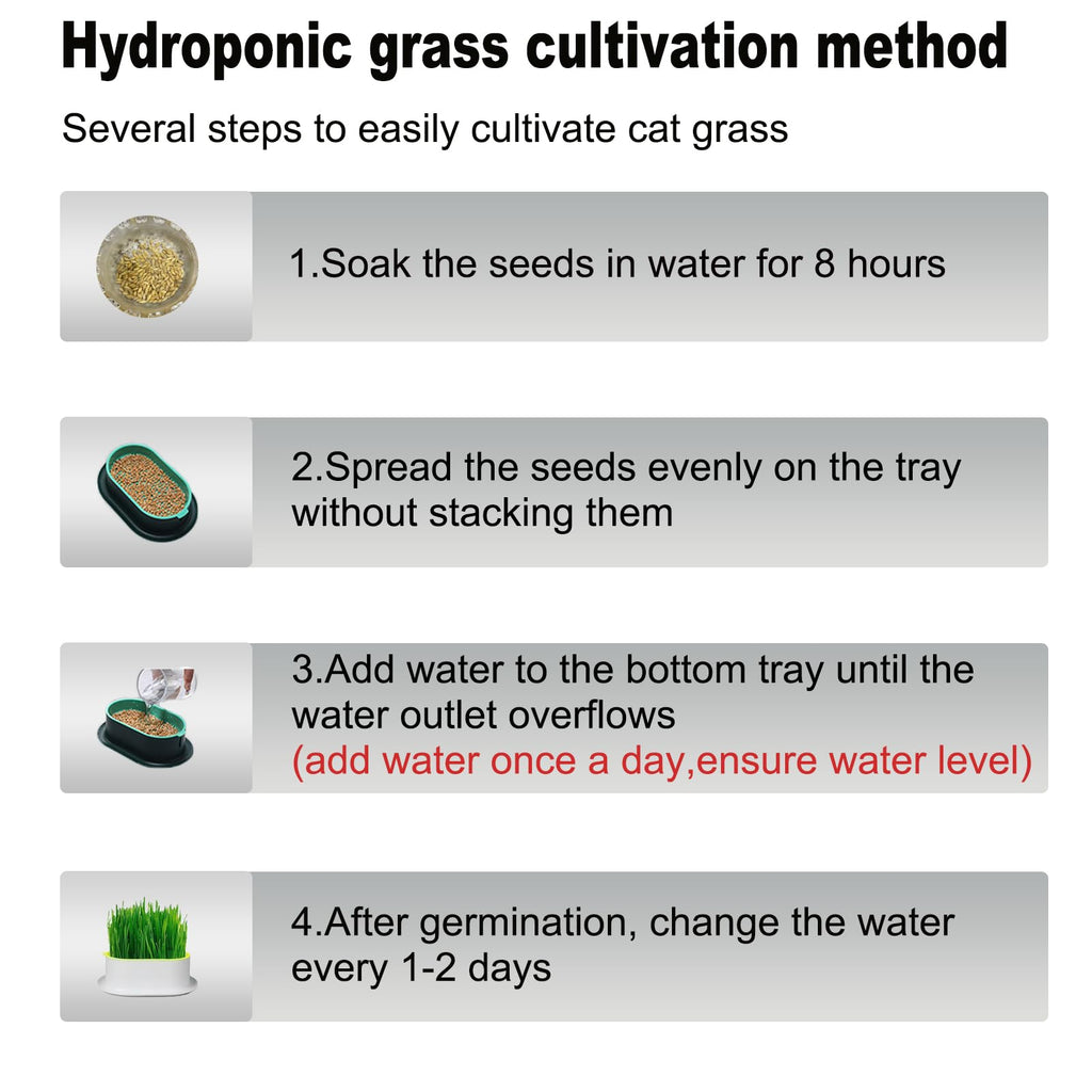 3Pcs Plastic Cat Grass Planter Hydroponic Growing Kit B6676