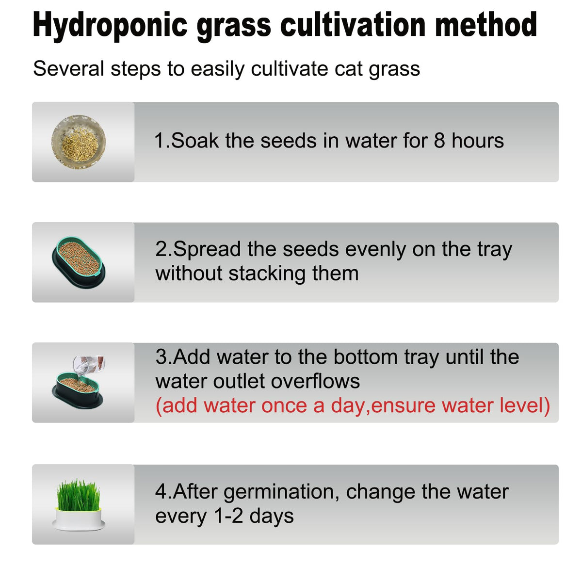 3Pcs Plastic Cat Grass Planter Hydroponic Growing Kit B6676
