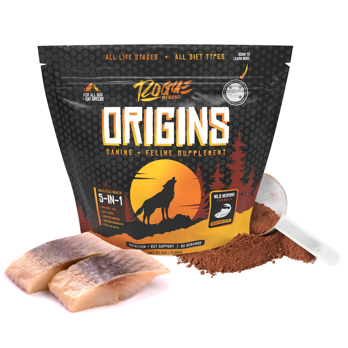 5-in-1 Dog Supplement Powdered Food Topper with Omega 3 Fish Oil 5 lbs X43603