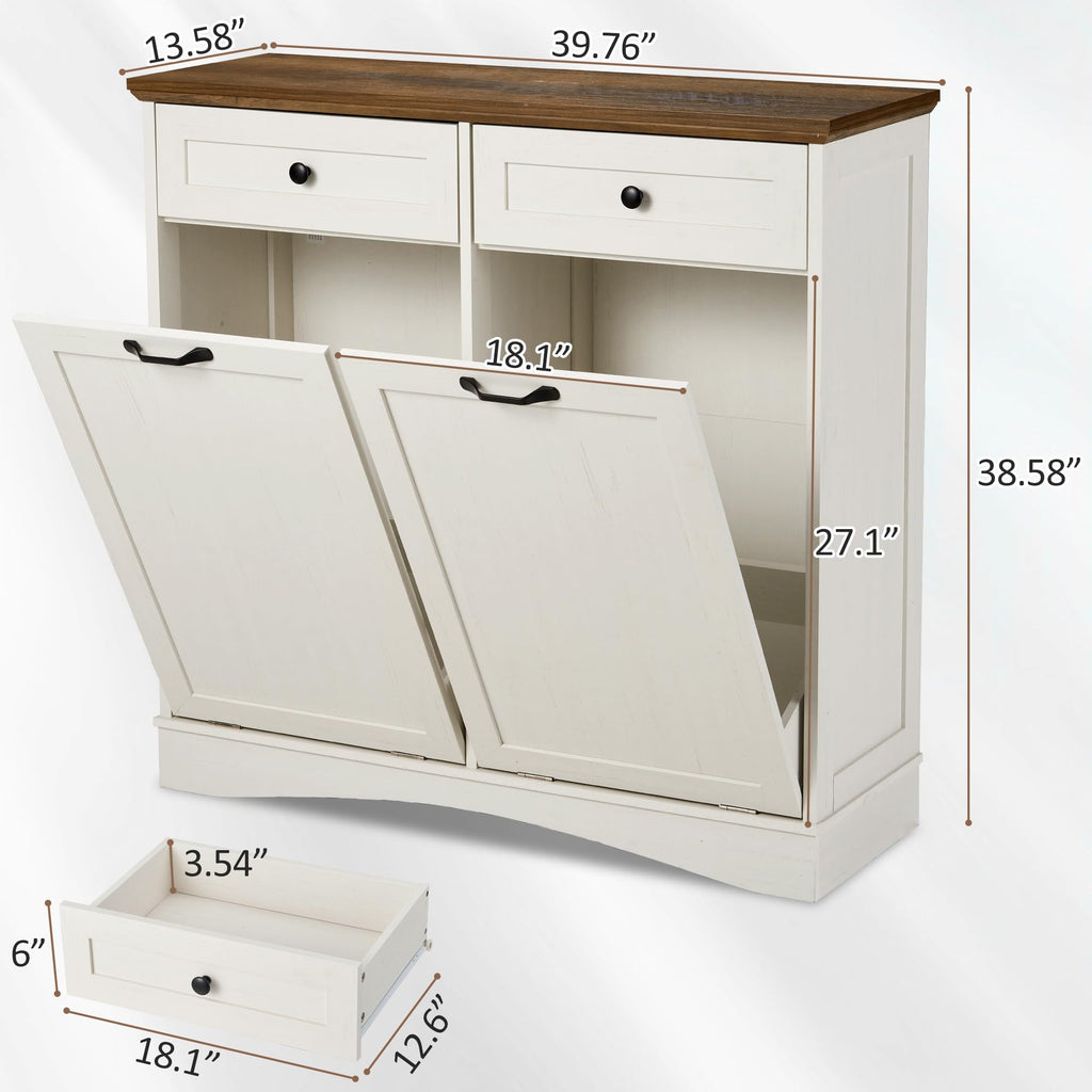 Antique White Double Tilt Out Trash Cabinet Q8843