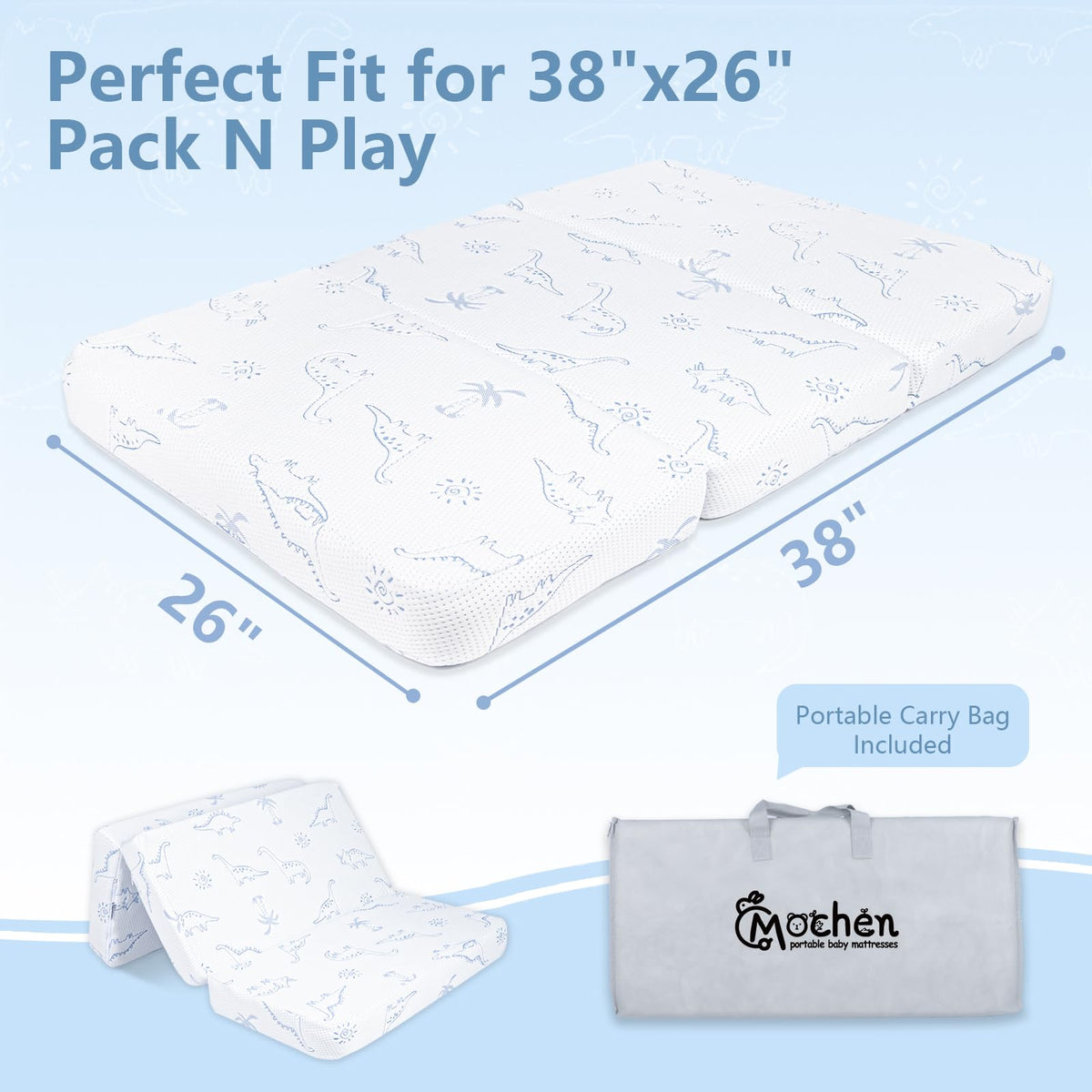 38x26 Dual Sided Memory Foam Pack and Play Mattress N3487