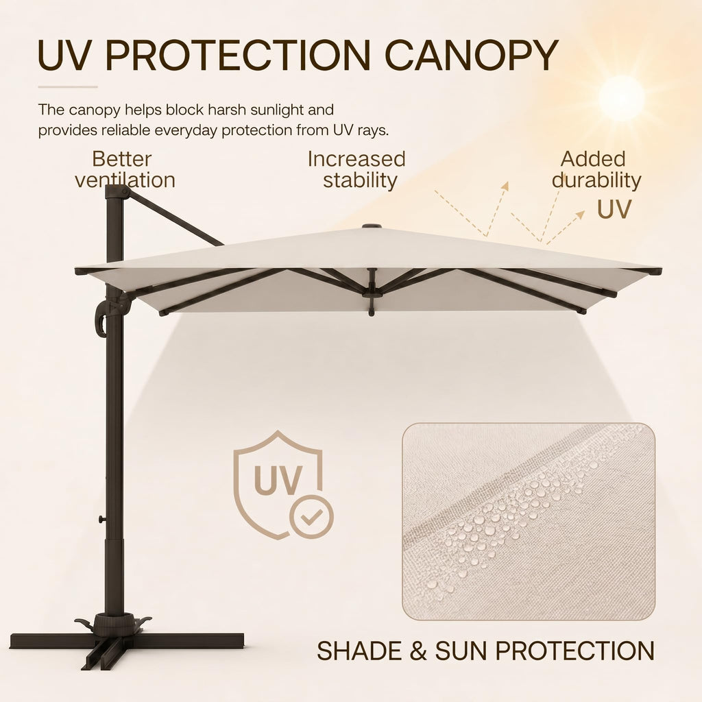 11ft Offset Cantilever Patio Umbrella with Solar Lights C880453