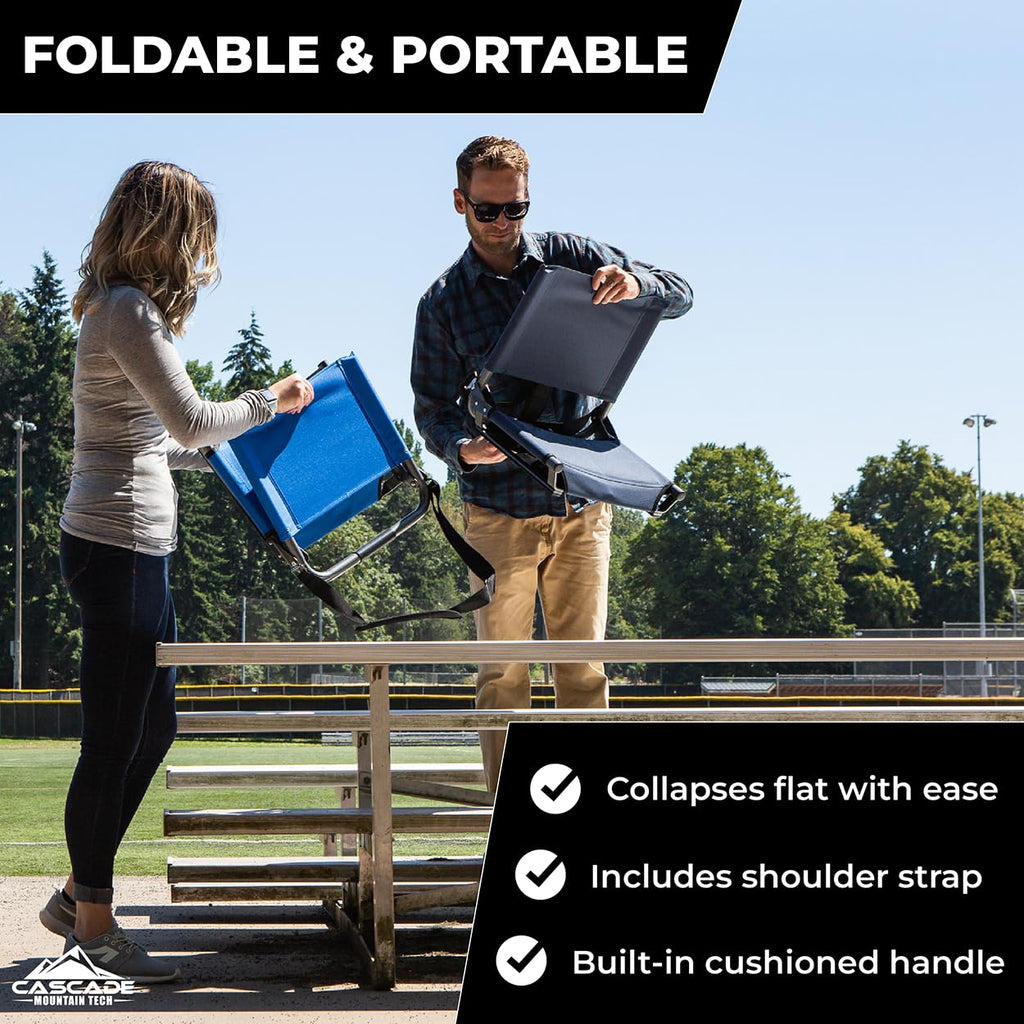 Portable Folding Steel Stadium Seats for Bleachers, Black O566309