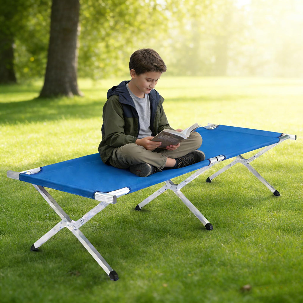 Folding Camping Cot with Carry Bag, Blue F951