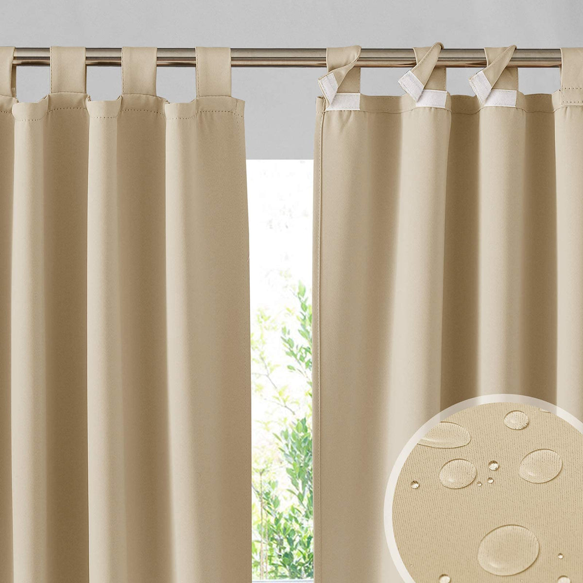 Waterproof Outdoor Curtains 2 Panels R3193