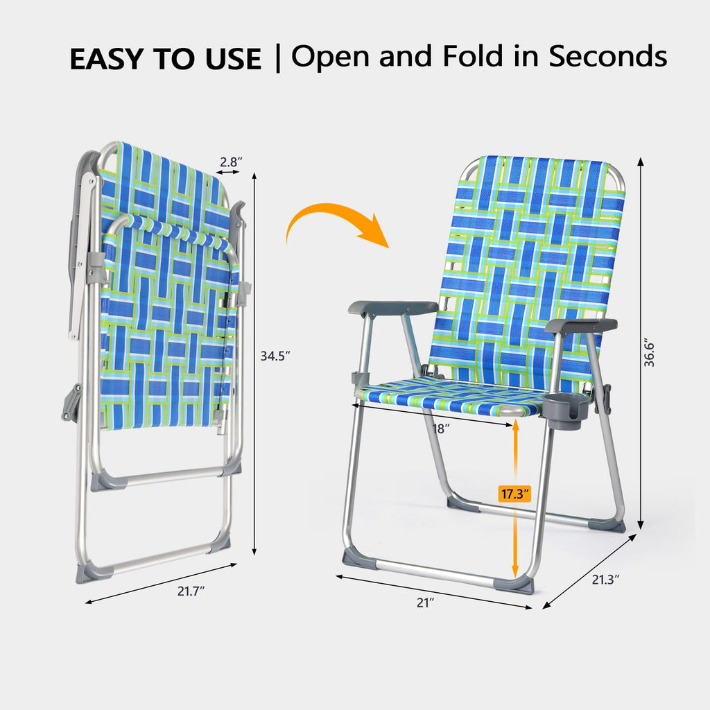 Aluminum Folding Patio Lawn Chairs Set of 2 with Cup Holder X957