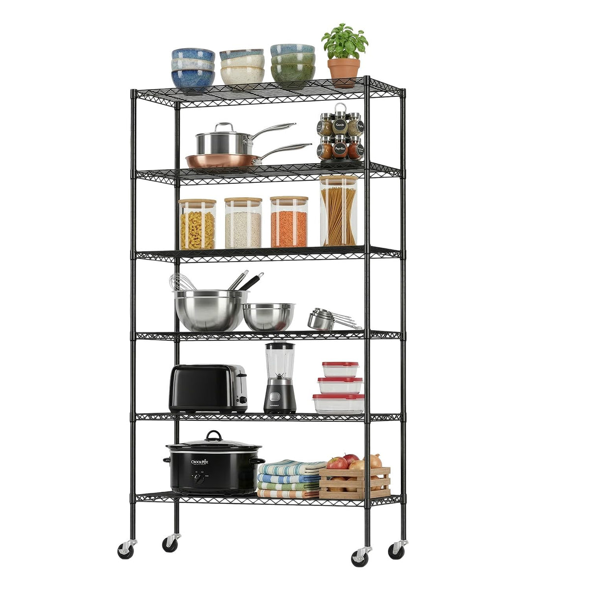 6-Tier Wire Shelf with Wheels Q65720