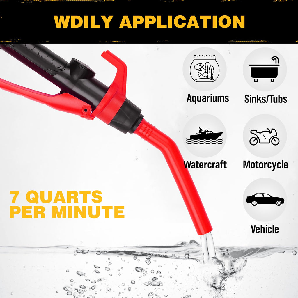 Portable Battery Powered Red Electric Fuel Water Transfer Pump 2.4 GPM V642